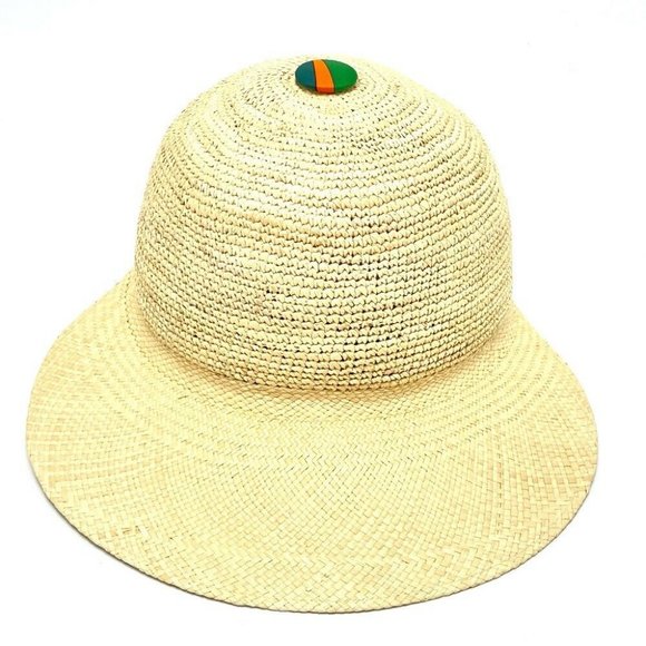 Authentic HERMES Casquette Straw cap Straw Hat straw natural - Picture 10 of 12
